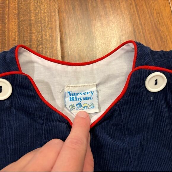 Nursery Rhyme Vintage Navy Corduroy paper doll dress - Picture 4 of 5